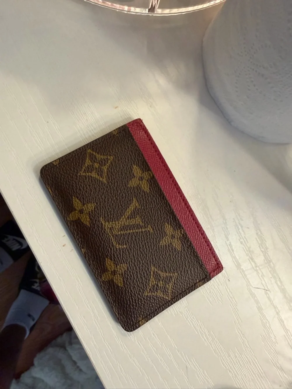 Monogram Card Holder with Burgundy Trim - Picture 4 of 6